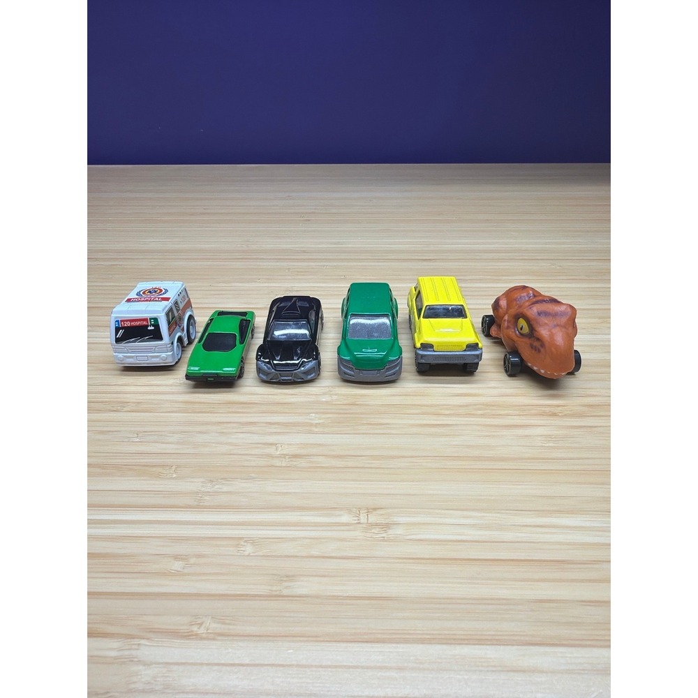 6 Pc Toy Vehicle Lot Dinosaur Car Ambulance SUV Sports Cars - Picture 5 of 5